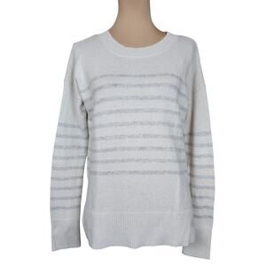 GAP White and Gray Striped Sweater